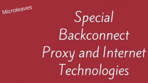 Special Backconnect Proxy and Internet Technologies